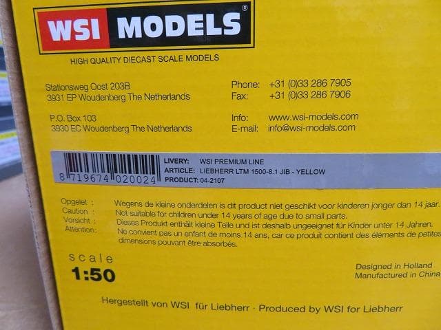 WSI 1/50 LIEBHERR LTM 1500 jibのみ