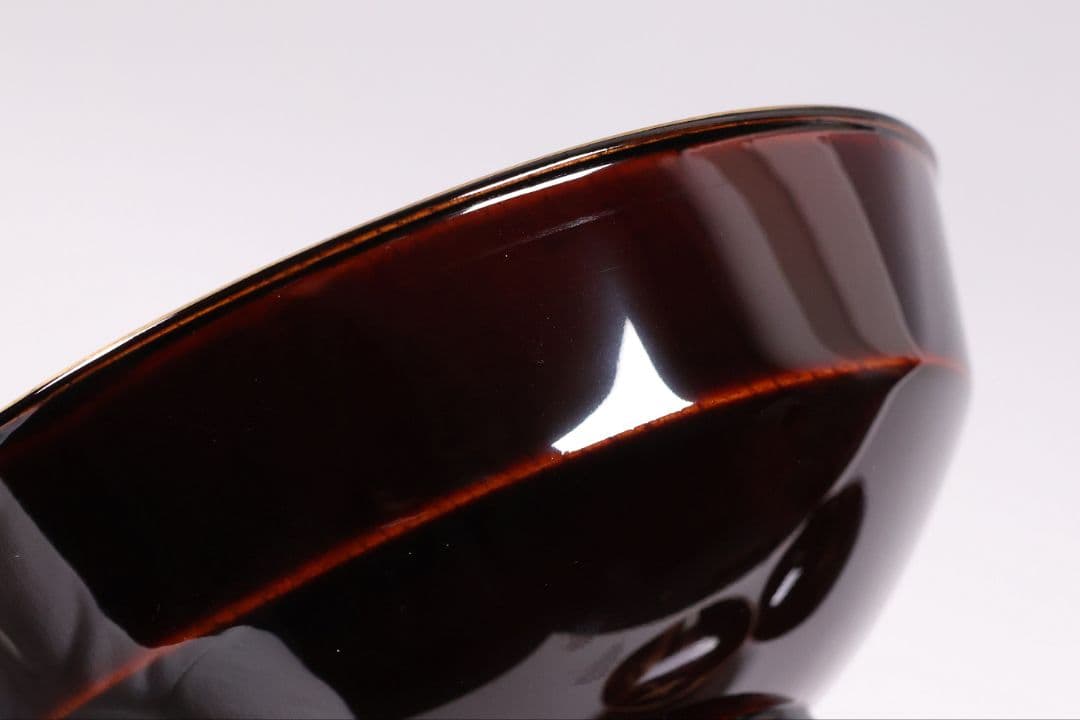 【CM377】大正期 月と松 飛翔鶴 金蒔絵 欅地溜塗 黒塗 椀二客 木製漆器