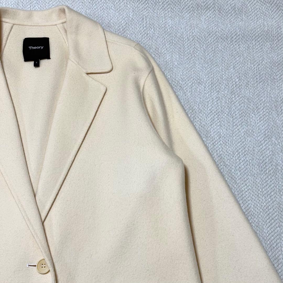美品 Theory セオリー カシミヤ ウール チェスターコート アイボリー