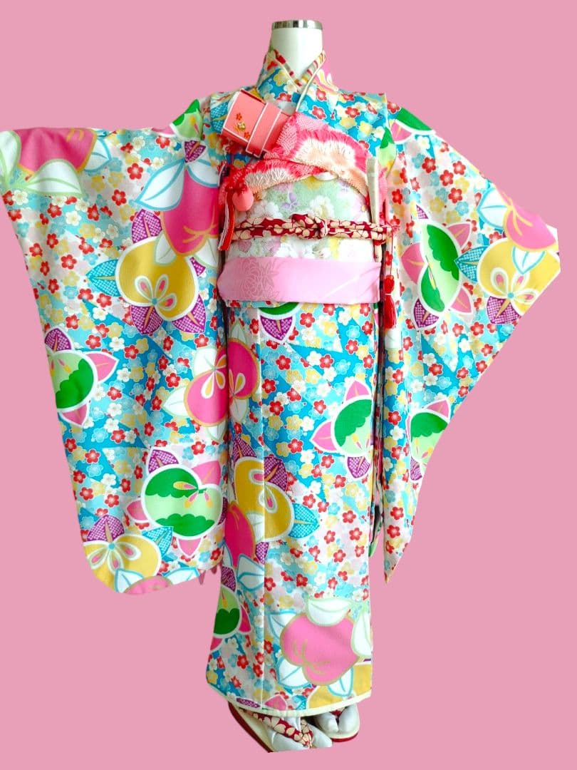 ブランドぷちぷり着物に友禅調の作り帯セット