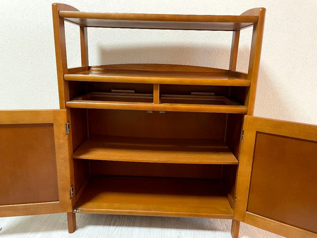 オールドカリモク　ラタン　電話台　FAX台　キャビネット