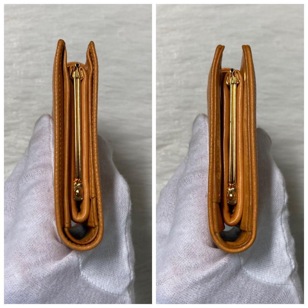 希少　美品　CHANEL シャネル　二つ折り　がま口　キャビアスキン　箱　黄色