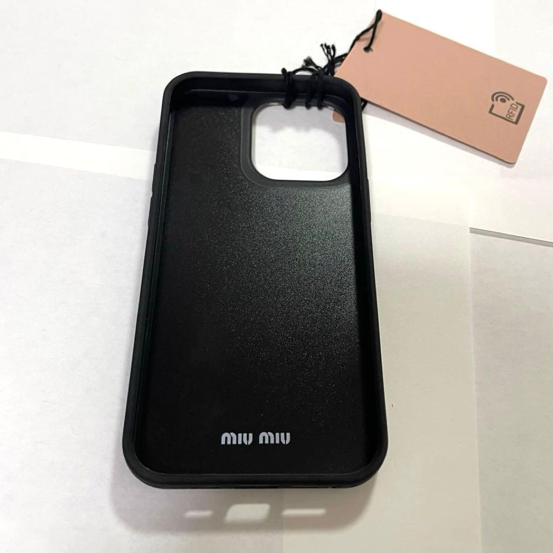【新品】miumiu iPhone13proケース ミュウミュウ　ロゴ ブルー