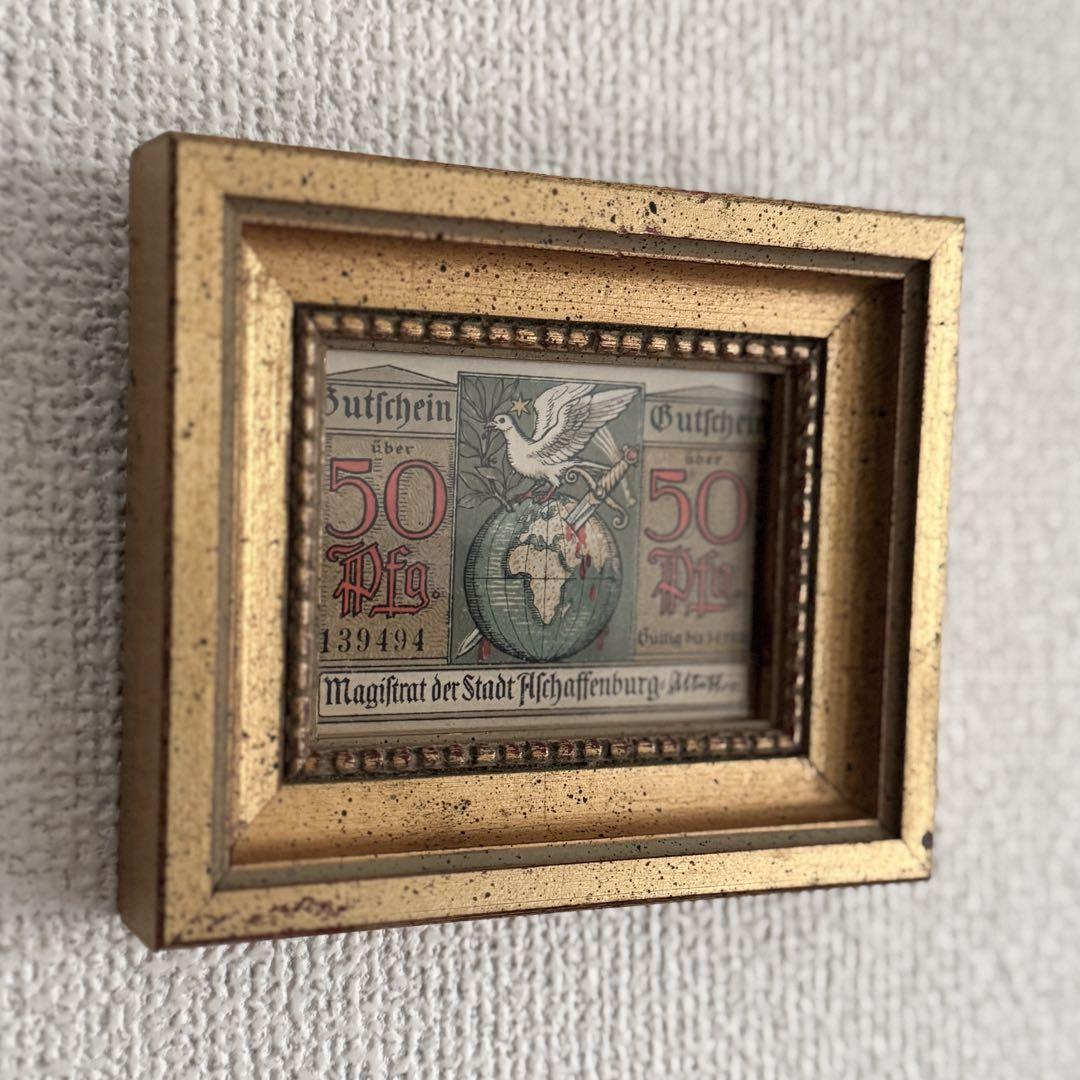 本物保証 アンティーク額装＋希少ノートゲルト2点セット ~北ドイツの歴史と芸術~