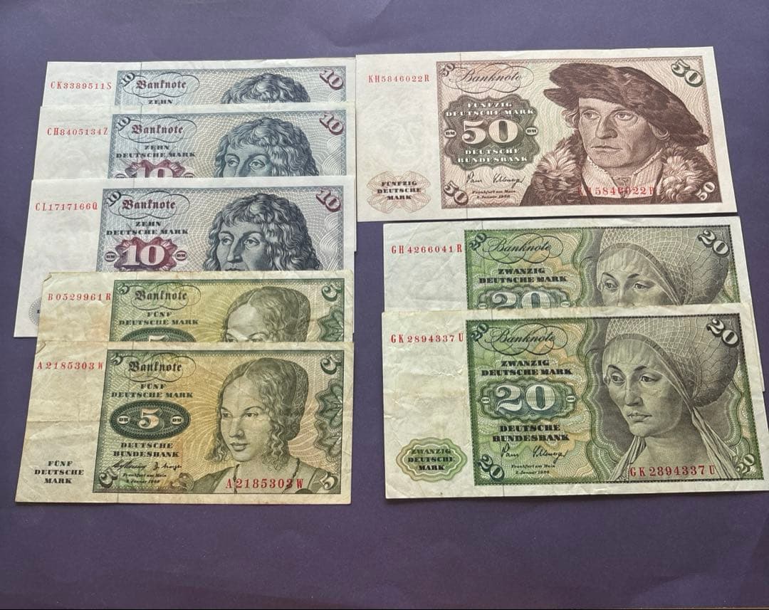 旧ドイツ連邦共和国 旧紙幣ドイツマルク 8枚セット