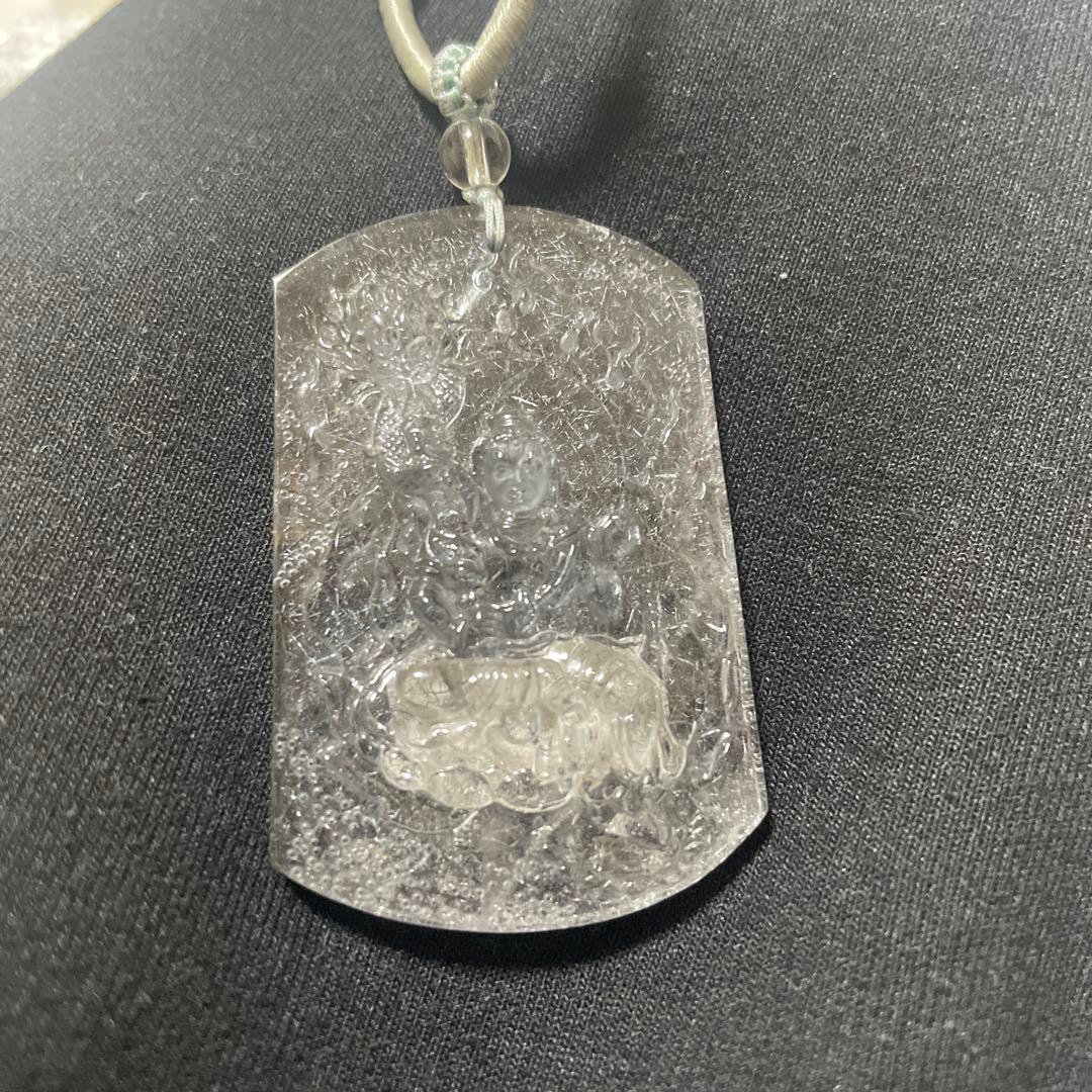 ヘイロフスキー鉱インクォーツ　不動明王彫り(国内鑑定書付き)