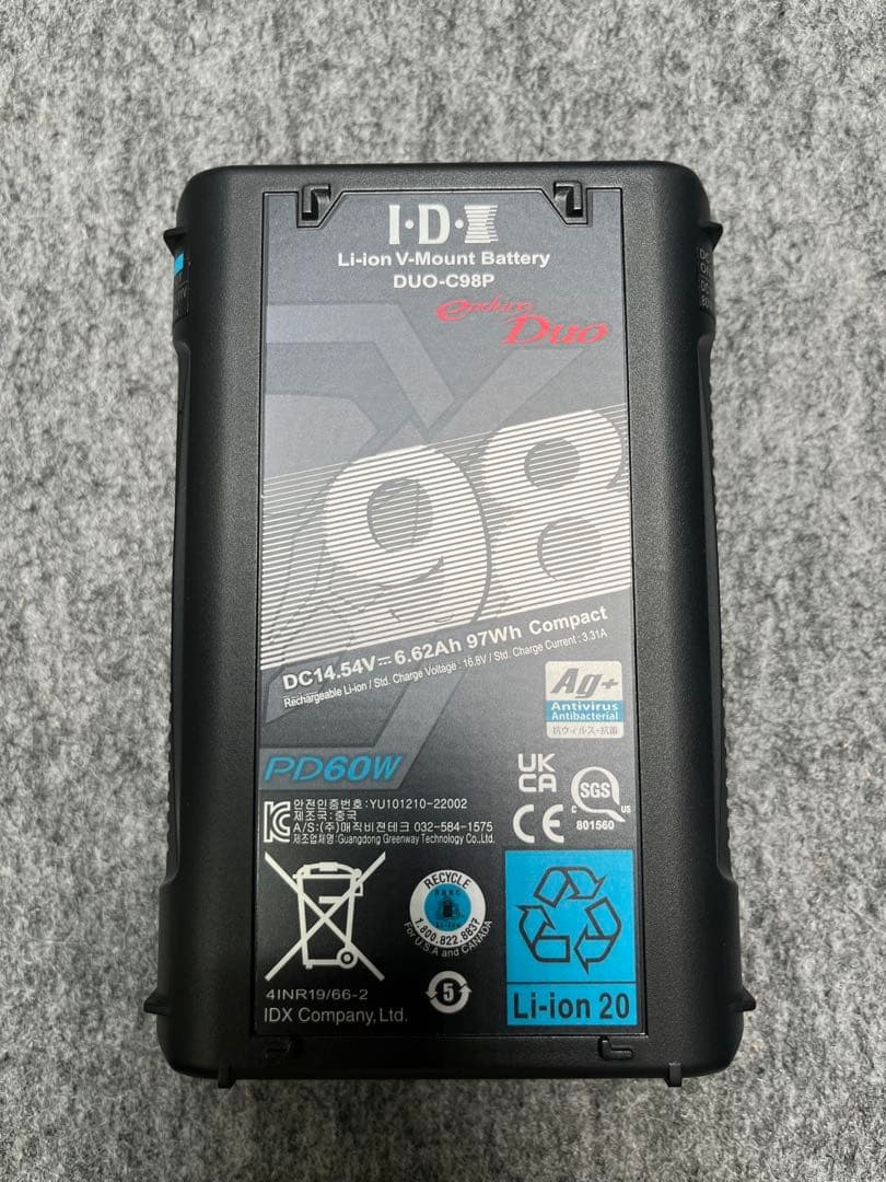 IDX DUO-C98P Vマウントリチウムイオンバッテリー(98Wh