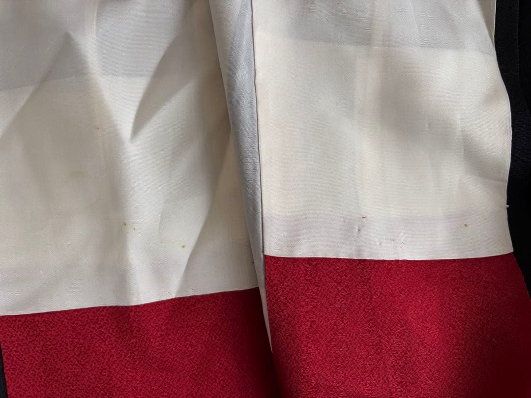 あああ 振袖フルセット　成人式　正絹振袖　袋帯　黒赤系　クリーニング済み