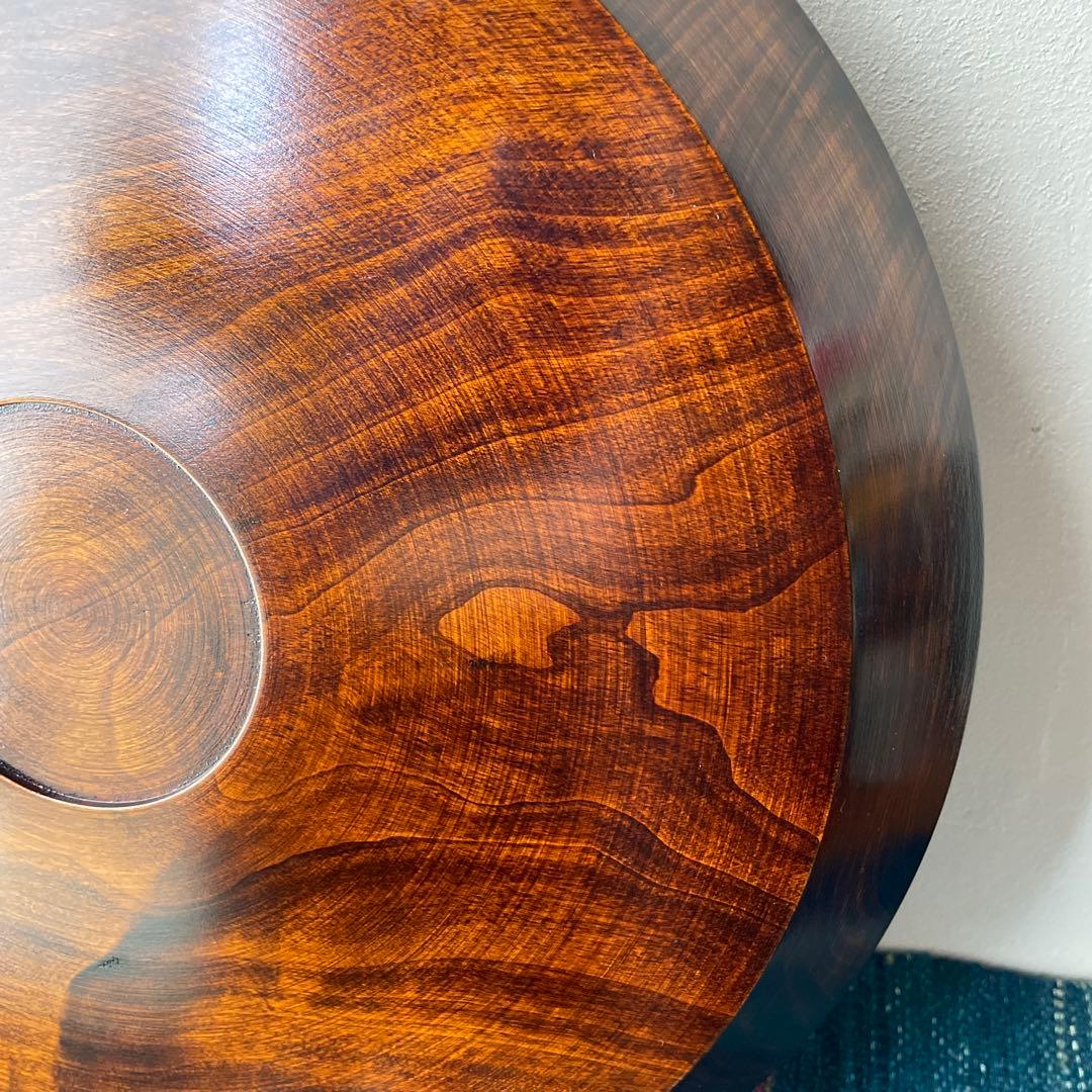 木製　名栗加工　丸盆　大型　古道具風　鑿跡　荒削り　ワイルド　古材風