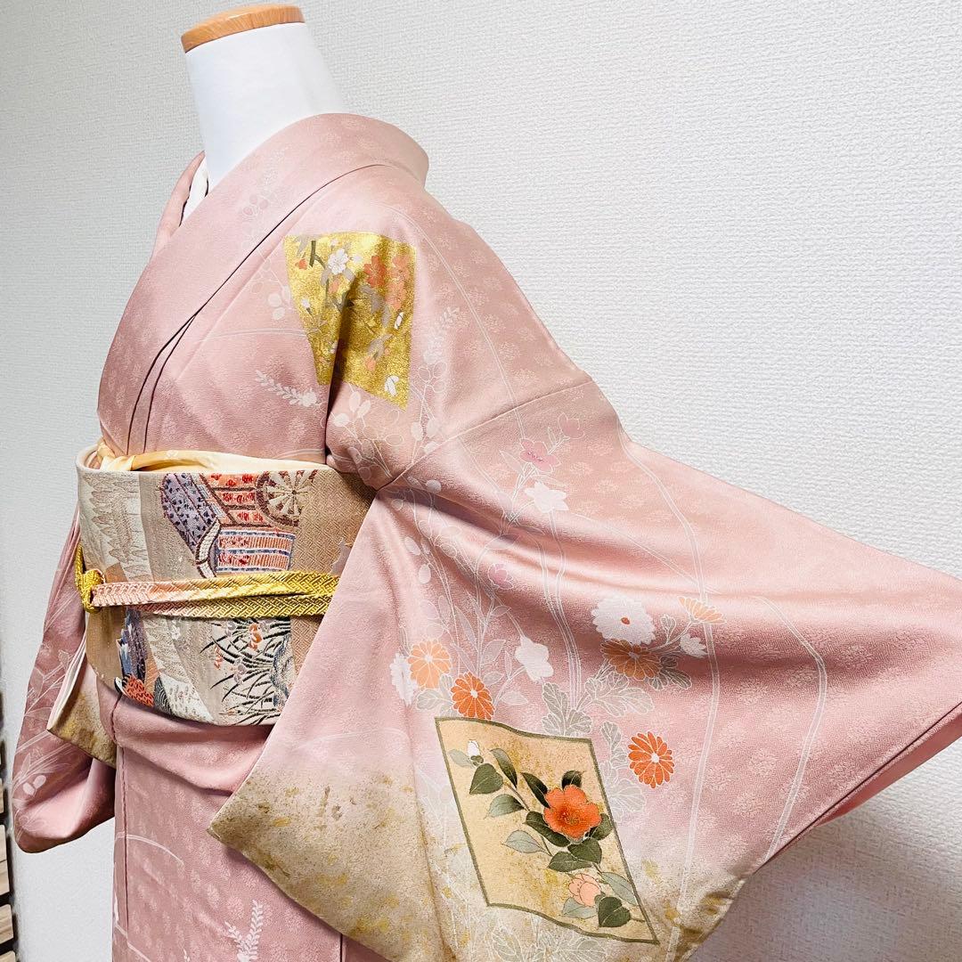 ピンク 友禅 4点 フルセット 訪問着 入学式 卒業式 入園式 春 秋 冬