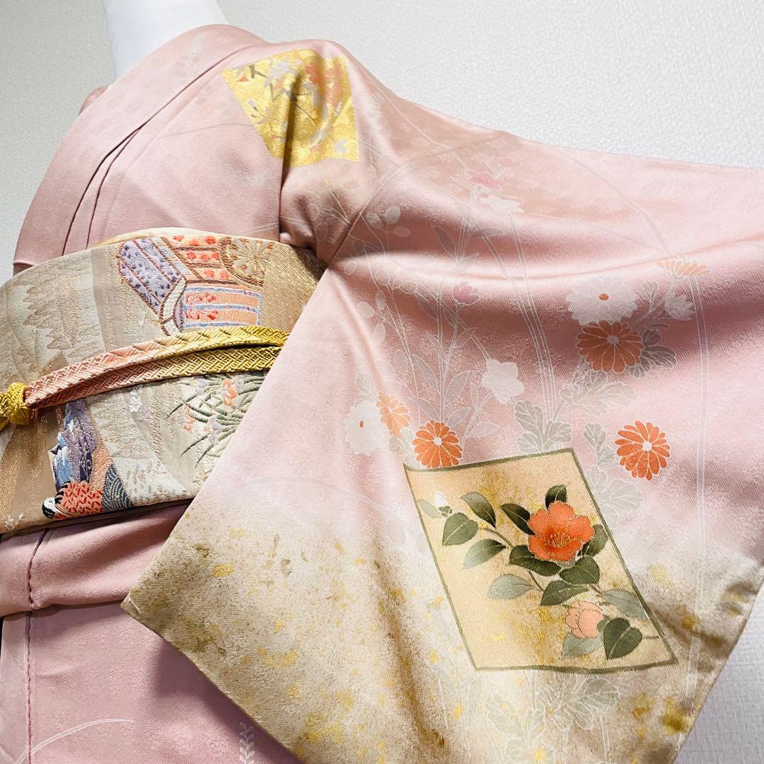 ピンク 友禅 4点 フルセット 訪問着 入学式 卒業式 入園式 春 秋 冬