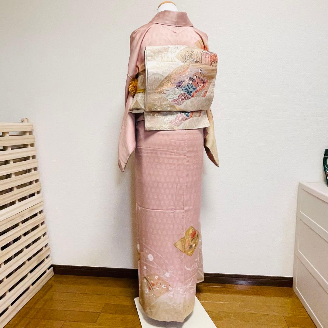 ピンク 友禅 4点 フルセット 訪問着 入学式 卒業式 入園式 春 秋 冬
