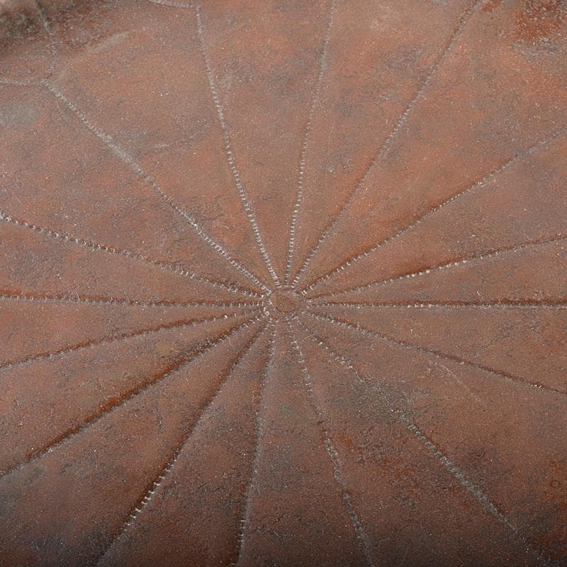 時代金工　古銅鎚出　蓮葉　持手菓子器　F　R5996B