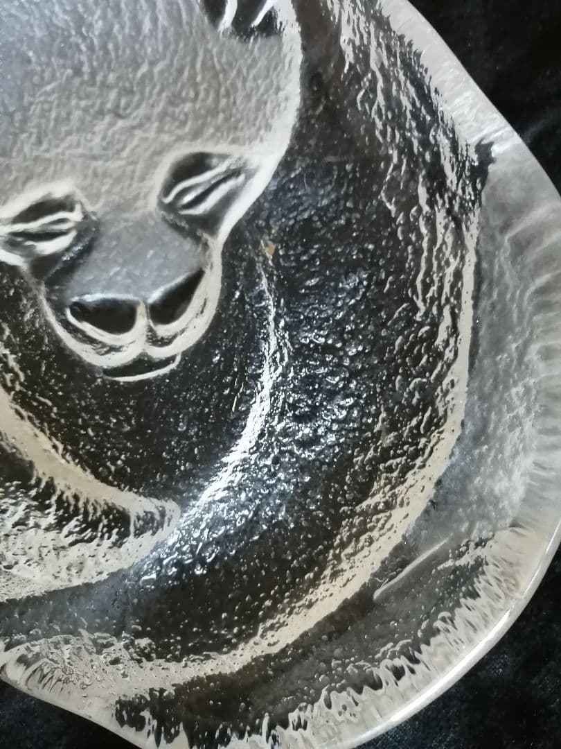 パンダ　ガラス細工トレイ　ガラス工芸品　レア品