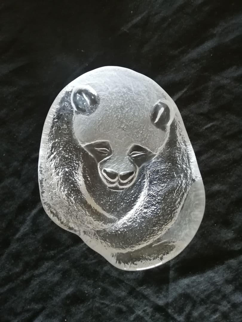 パンダ　ガラス細工トレイ　ガラス工芸品　レア品