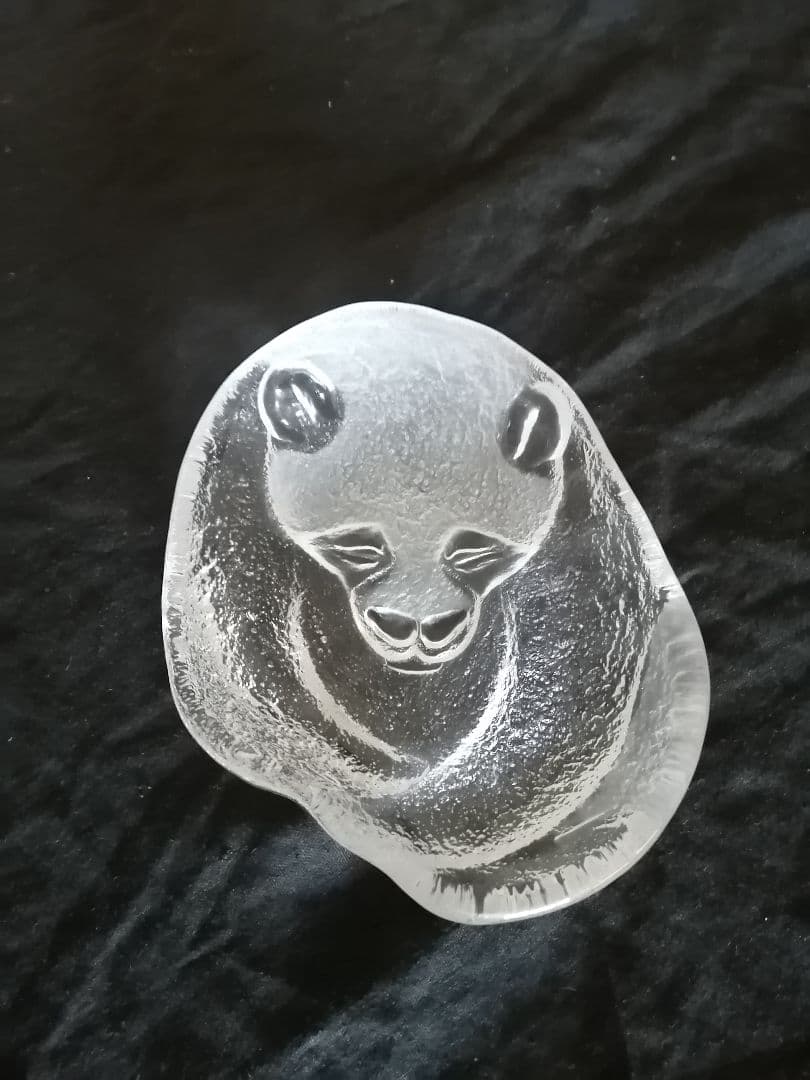 パンダ　ガラス細工トレイ　ガラス工芸品　レア品