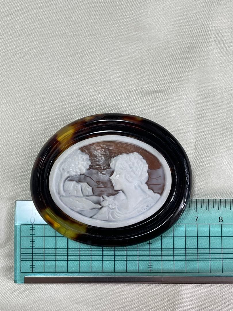 カメオ 鼈甲 ヴィンテージ ストーンカメオ ブローチ