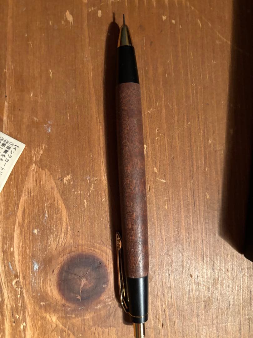 野原工芸　サペリ杢　レア　シャープペンシル ゴールド