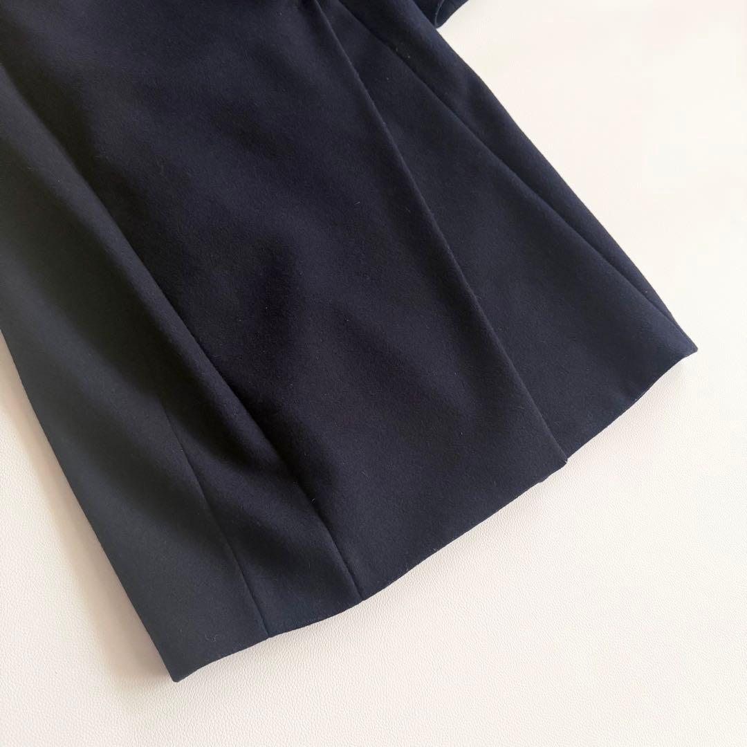 【エンフォルド】チェスターコート ロング 38 日本製 ネイビー 変形デザイン