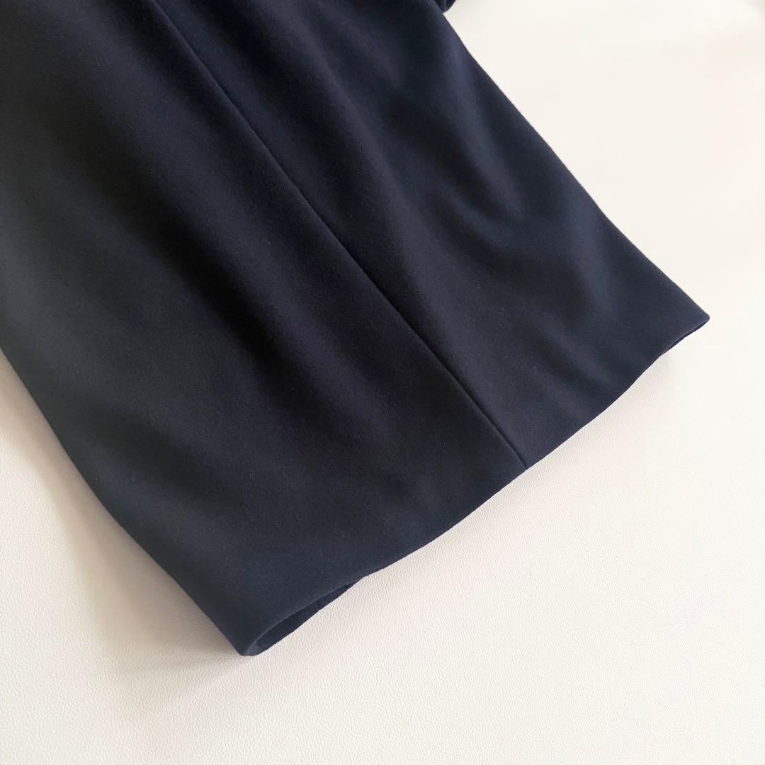 【エンフォルド】チェスターコート ロング 38 日本製 ネイビー 変形デザイン