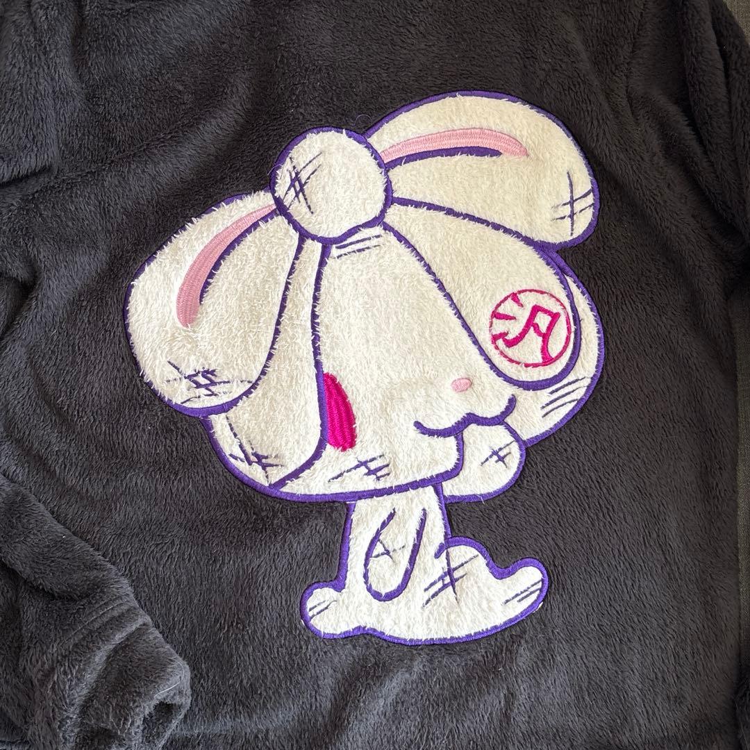 汎用うさぎ　黒　もこもこパーカー　長耳　グルーミー