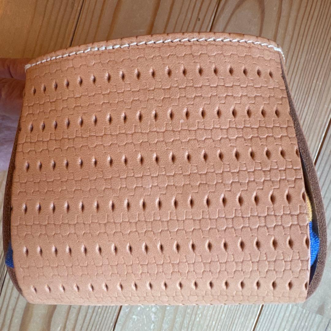 【新品】IL BISONTE レザーカゴマルチボックス マルチストライプ×ヌメ☆