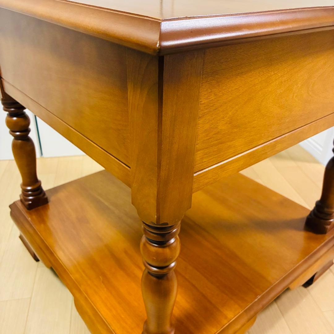 【希少】横浜ダニエル 樺材 ナイト テーブル サイド 引出し 飾り台 ①