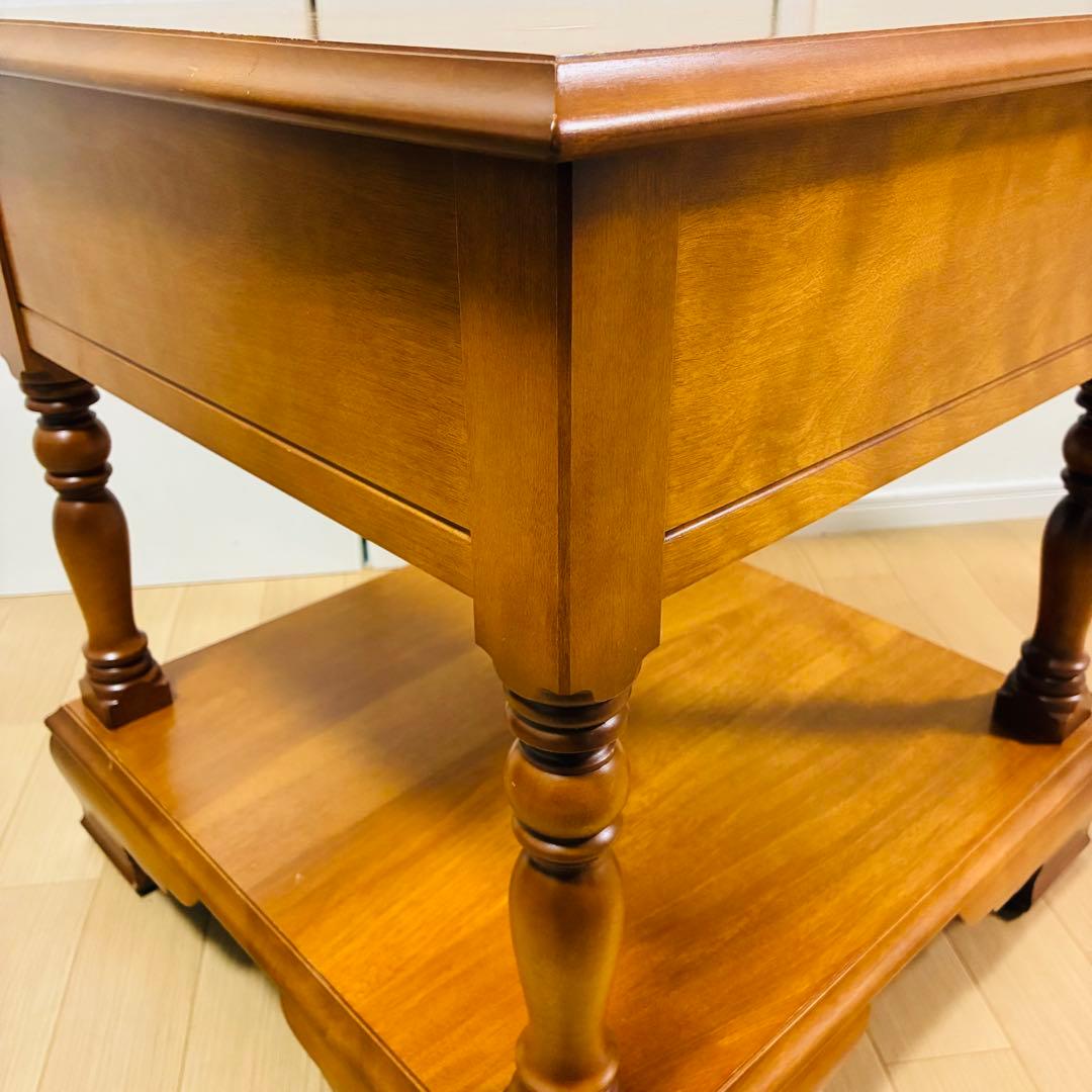 【希少】横浜ダニエル 樺材 ナイト テーブル サイド 引出し 飾り台 ①