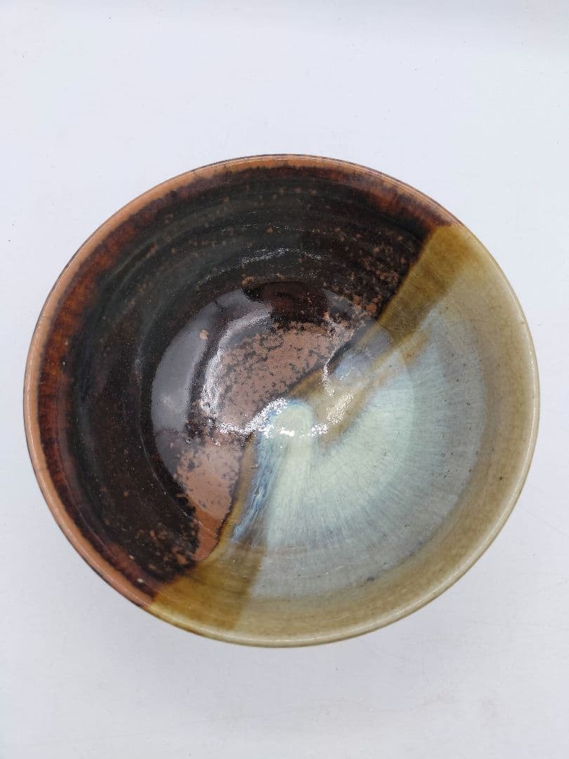 c489 茶碗 掛分 遠州七窯　膳所　淡海陽炎園 木箱 茶道具 古物