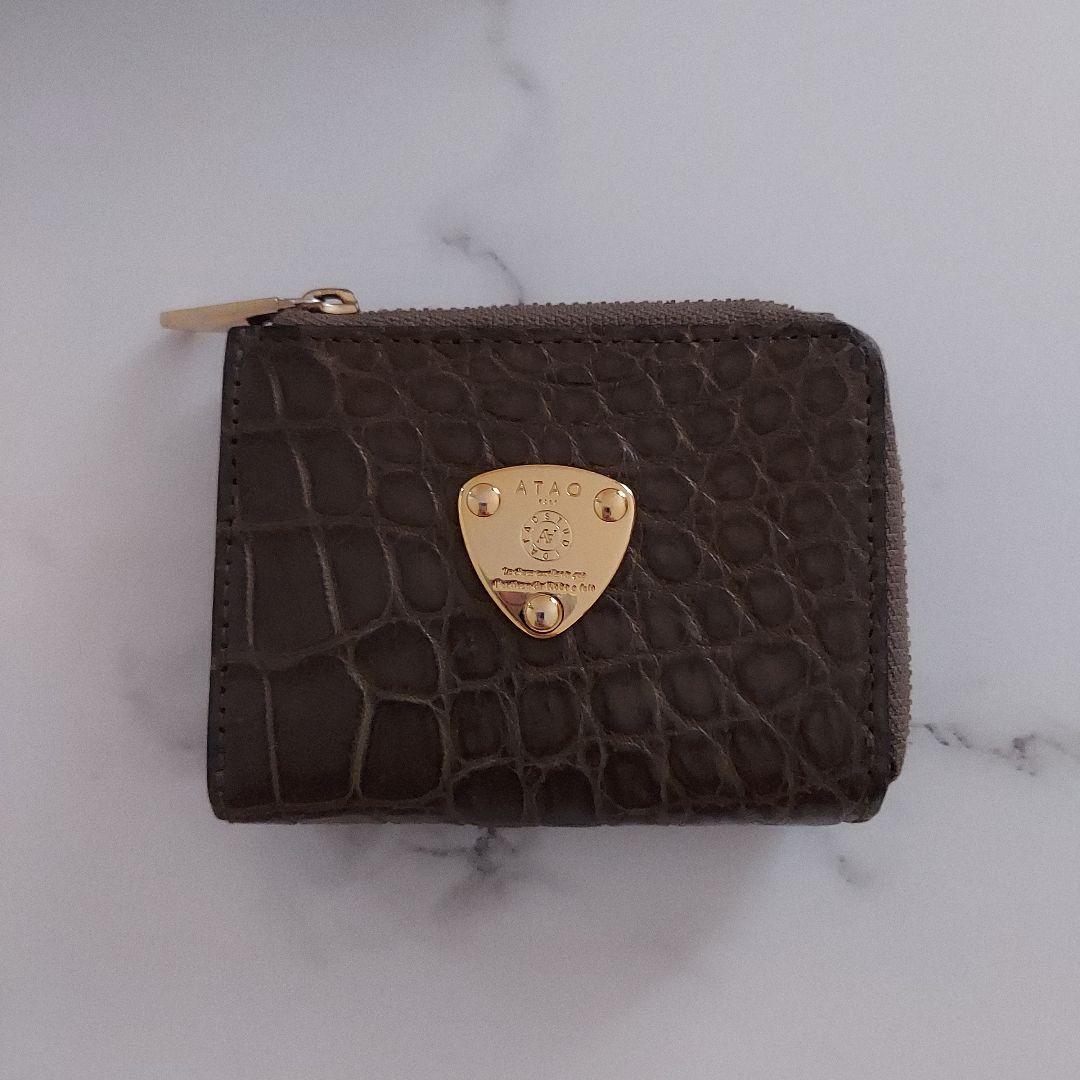 あ*ひ様 ATAO 三つ折り財布 オリーブ クロコダイル