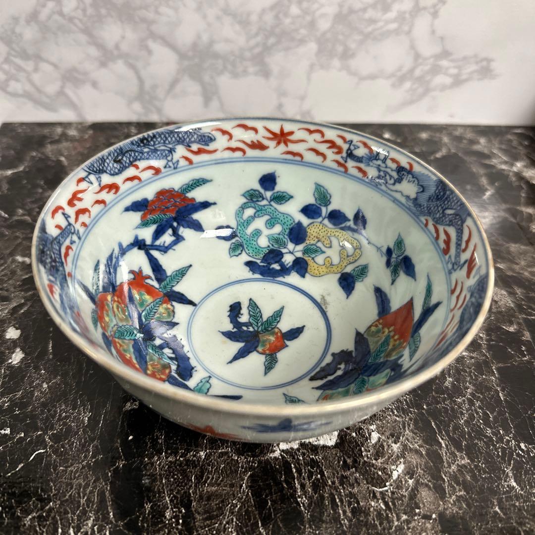 古伊万里、極上手、桃の図、茶碗、鉢。無傷。