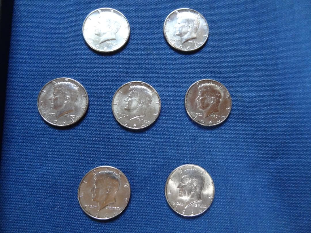 1964年ケネディハーフダラー銀貨 7枚 セットアメリカ 外国