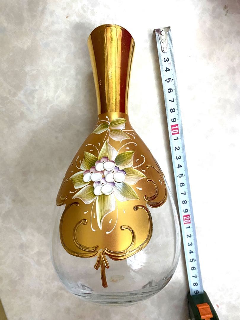 金色花柄ガラスデキャンタ＆グラスセット　ベネチアングラス