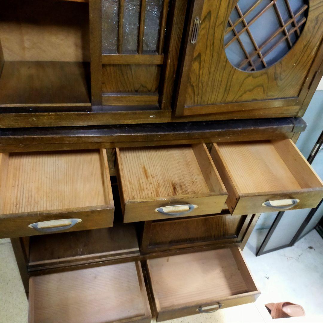 水屋箪笥下部　木製収納家具　アンティーク　引出し5箇所