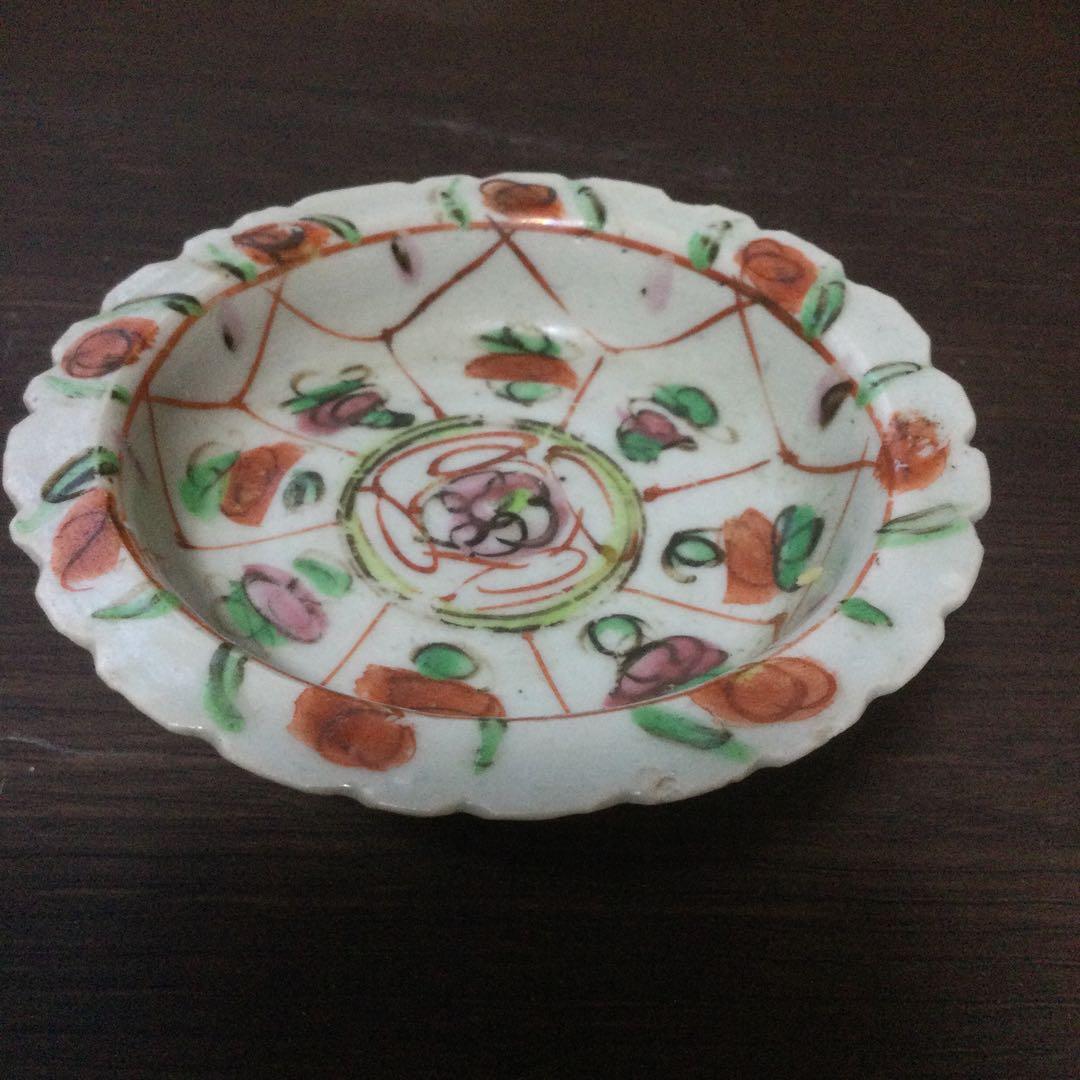 中国の赤絵、高盤、骨董品