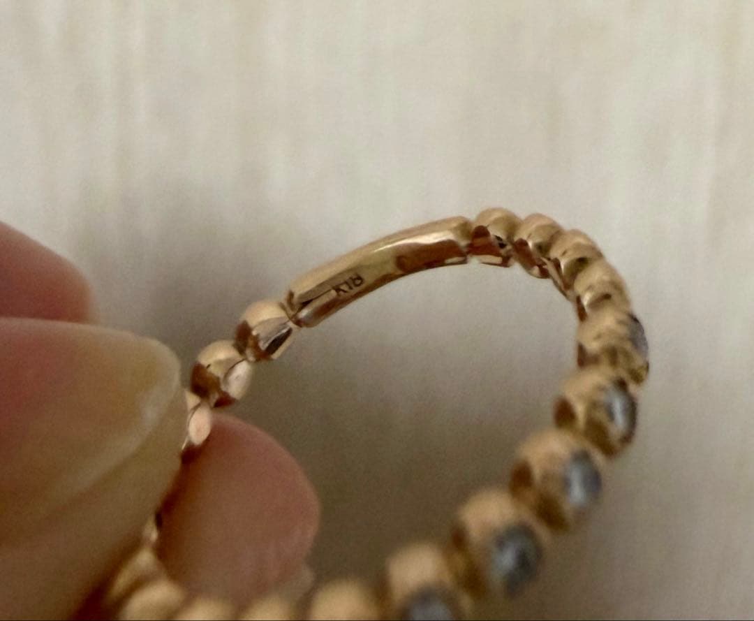 K18 PG１号0.10ct☆ダイヤモンド ハーフエタニティ ピンキーリング