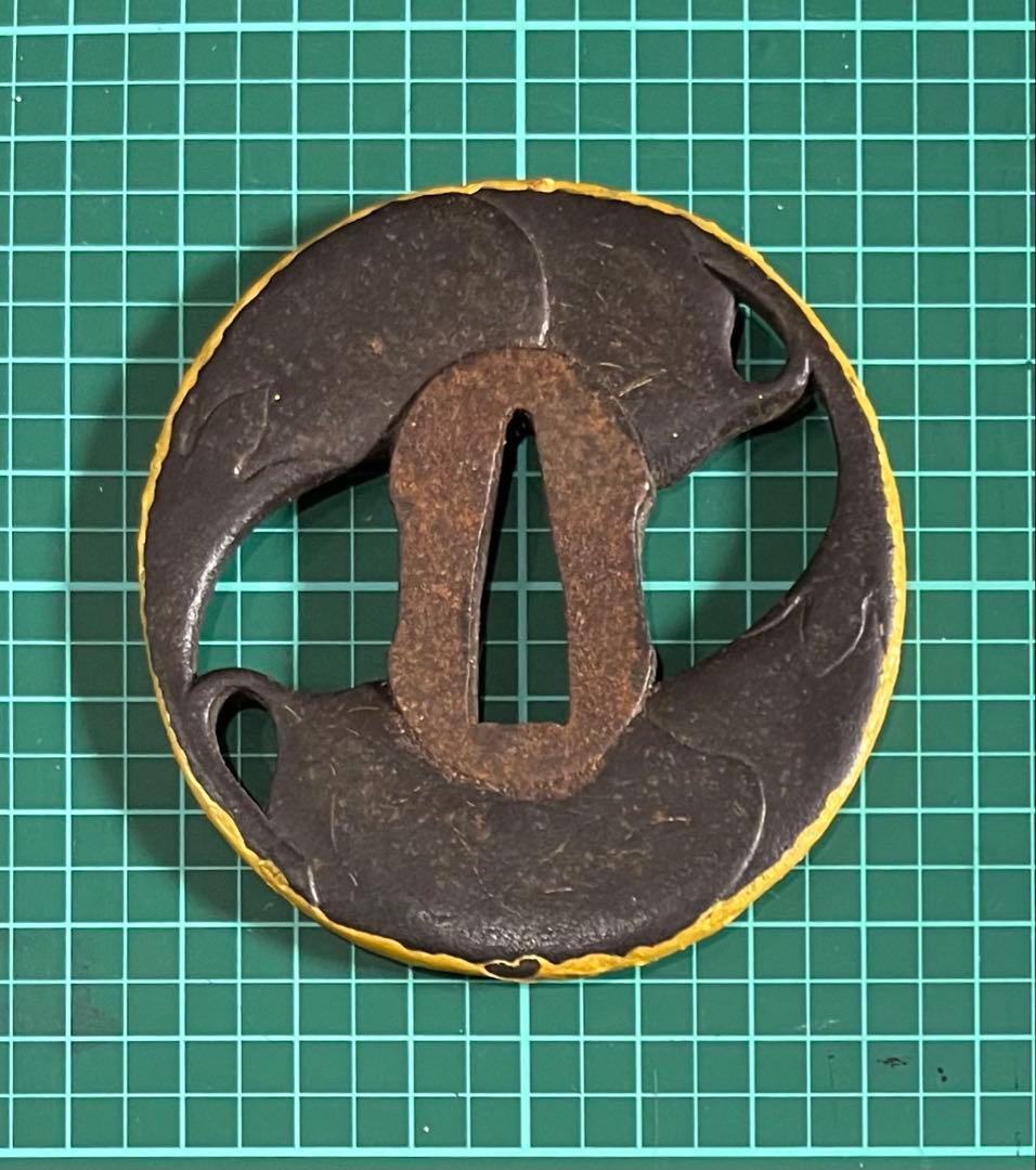 雲と龍の彫刻 鍔セット