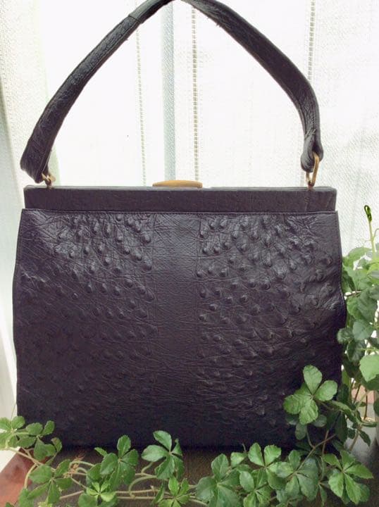 ドイツ製 ビンテージバッグ☆ オーストリッチ ブラック