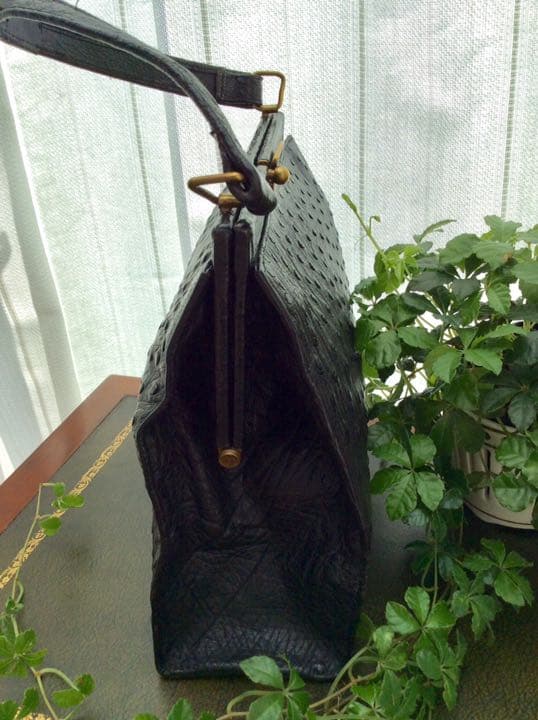 ドイツ製 ビンテージバッグ☆ オーストリッチ ブラック