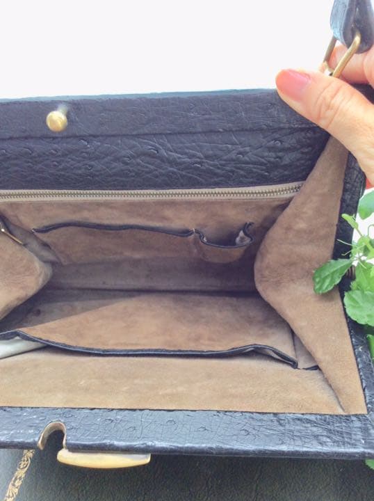 ドイツ製 ビンテージバッグ☆ オーストリッチ ブラック