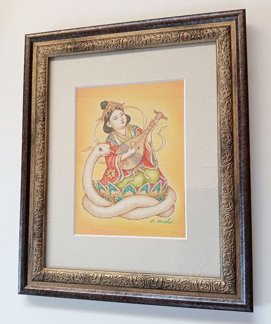 【原画】『弁財天と白蛇』干支　縁起物　金運　開運