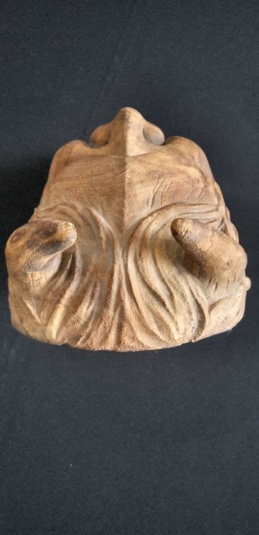 s*2様 般若、木彫お面 角付き 茶色