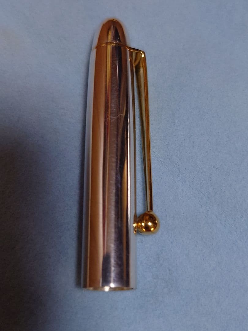 不二ゼット万年筆 田村浩二作 純銀削出し ゴールドトリム ツイスト式ボールペン