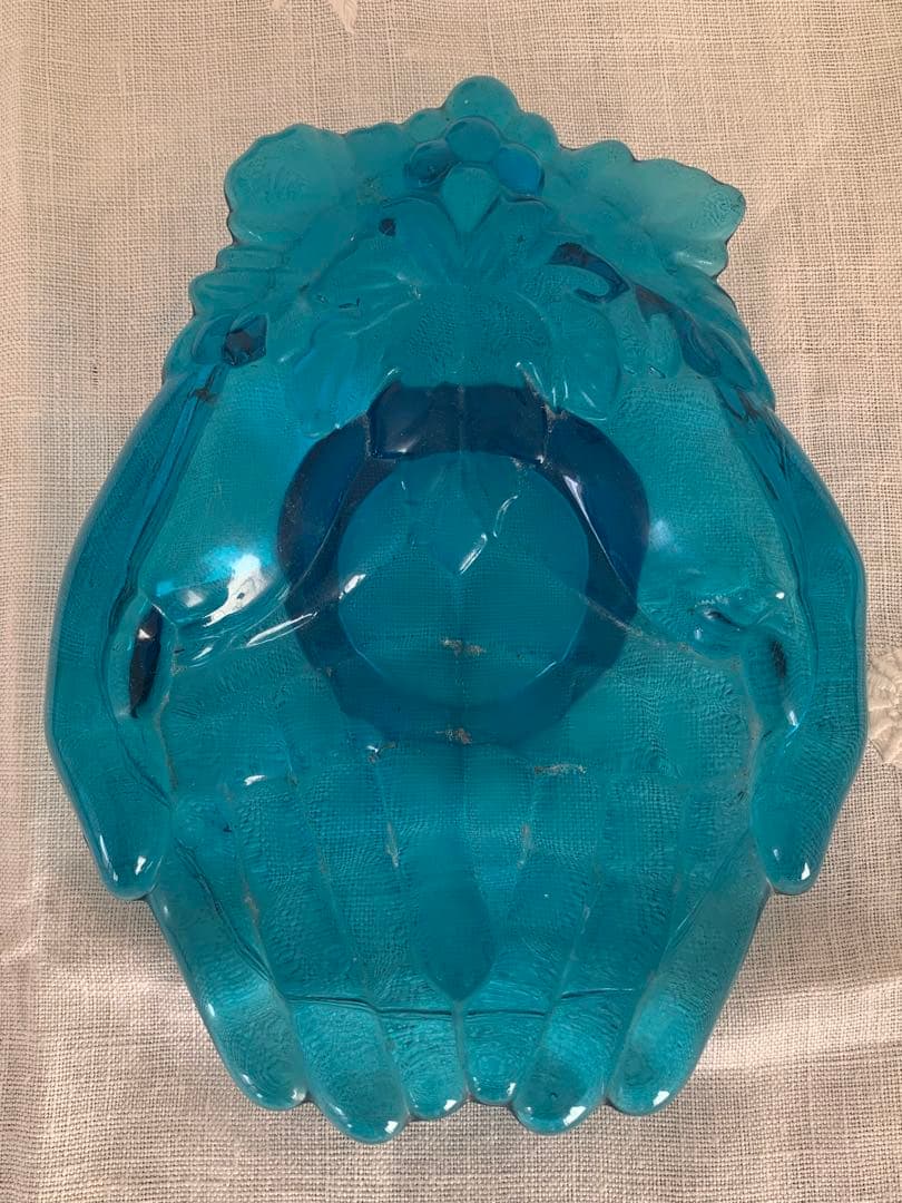 フランスアンティーク　ハンドモチーフ　トレイ　ガラス製　ブロカント