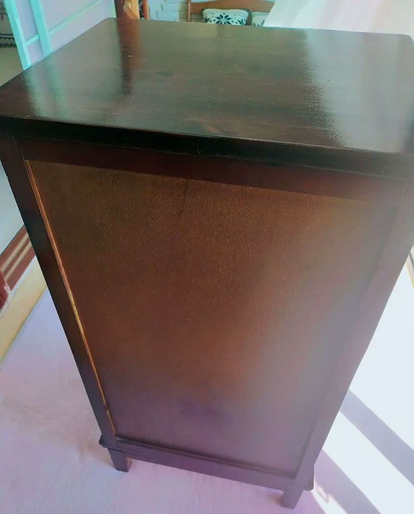 アンティーク木製キャビネット ダークブラウン スラット扉