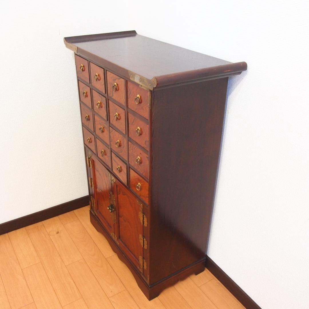 【良品】李朝家具 薬箪笥 隠し収納付き チェスト/小物入れ 蝶番金具 インテリア