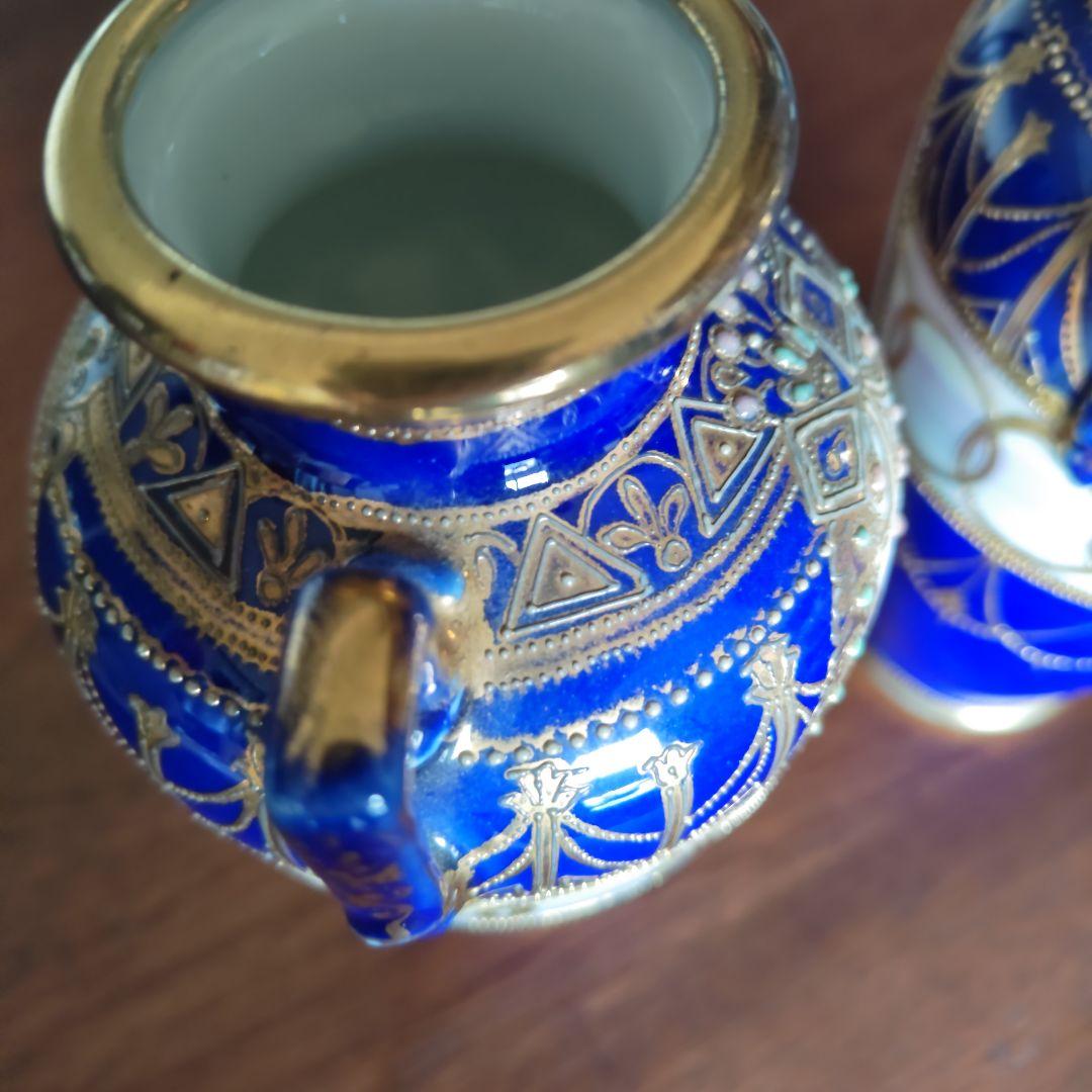 #オールドノリタケ#アンティーク#食器#花瓶#コバルトブルー#金盛り