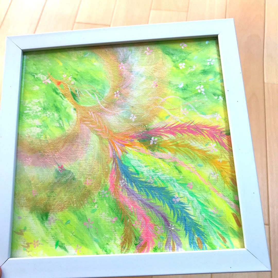 ヒーリング風水絵画＊虹色鳳凰～風光明媚～花舞飛翔　金運　癒し安定　くじ運　原画