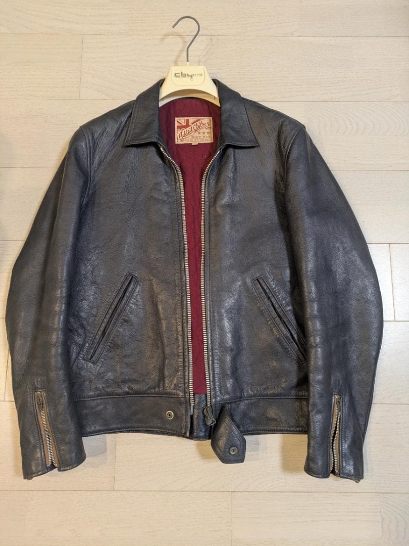 アディクトクローズ　ネイビー レザー シングルライダース