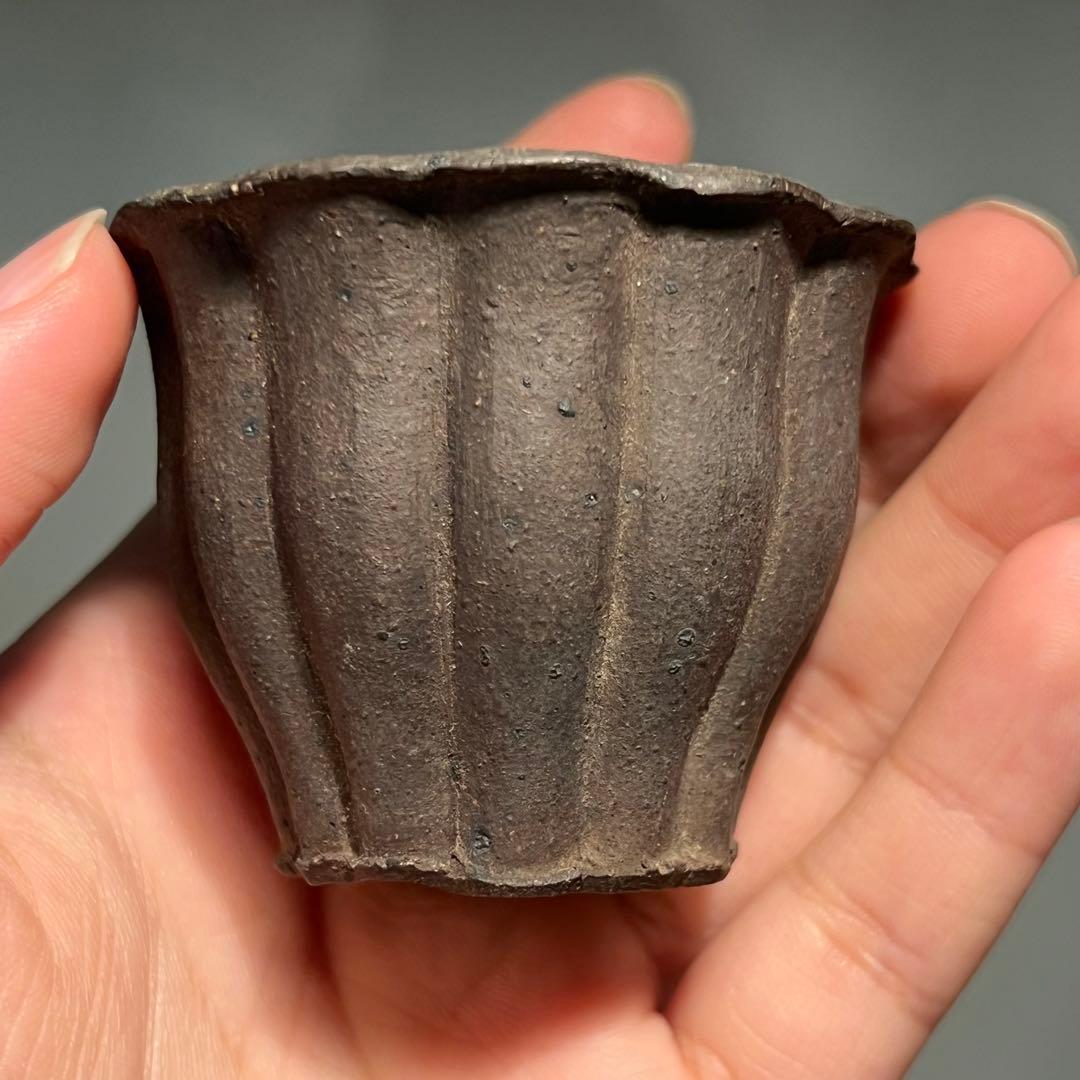 707.夢陶 紫泥輪花鉢 盆栽鉢 植木鉢 6.3*4.9cm